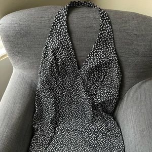 Forever 21 plus size Halter dress. It hits just above the knee.